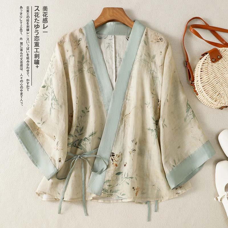 Summer Clothing Wraps - Kimono Corto Estampado Floral Vintage para