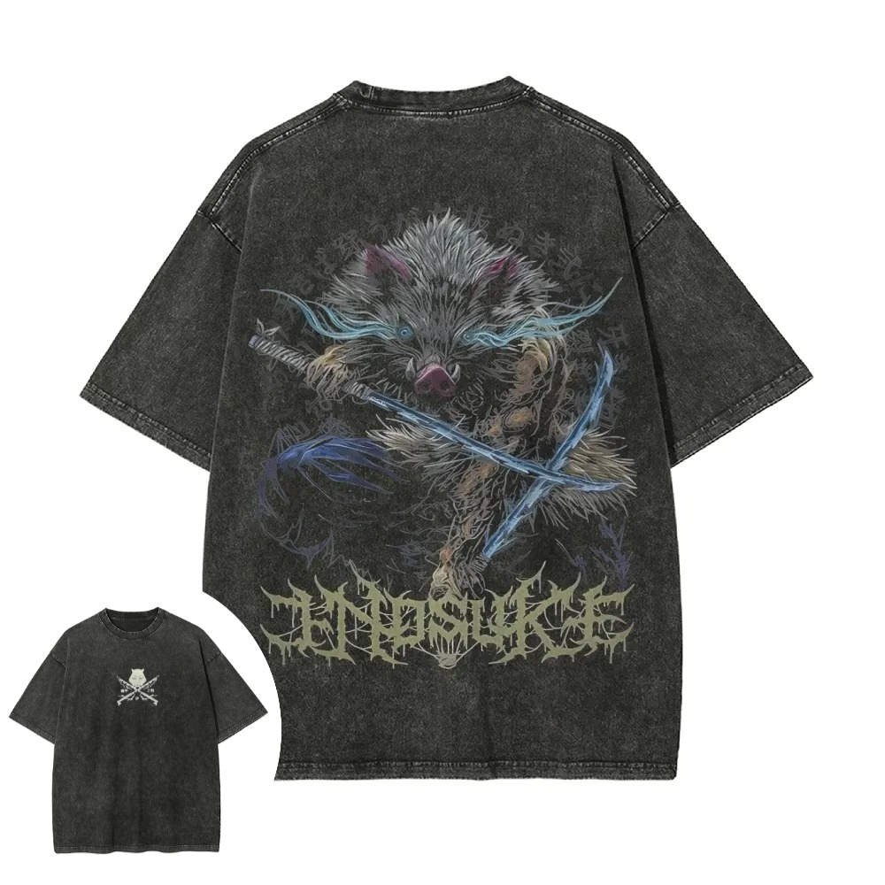 Summer Clothing Good Quality - Camiseta Lavada de Demon Slayer para