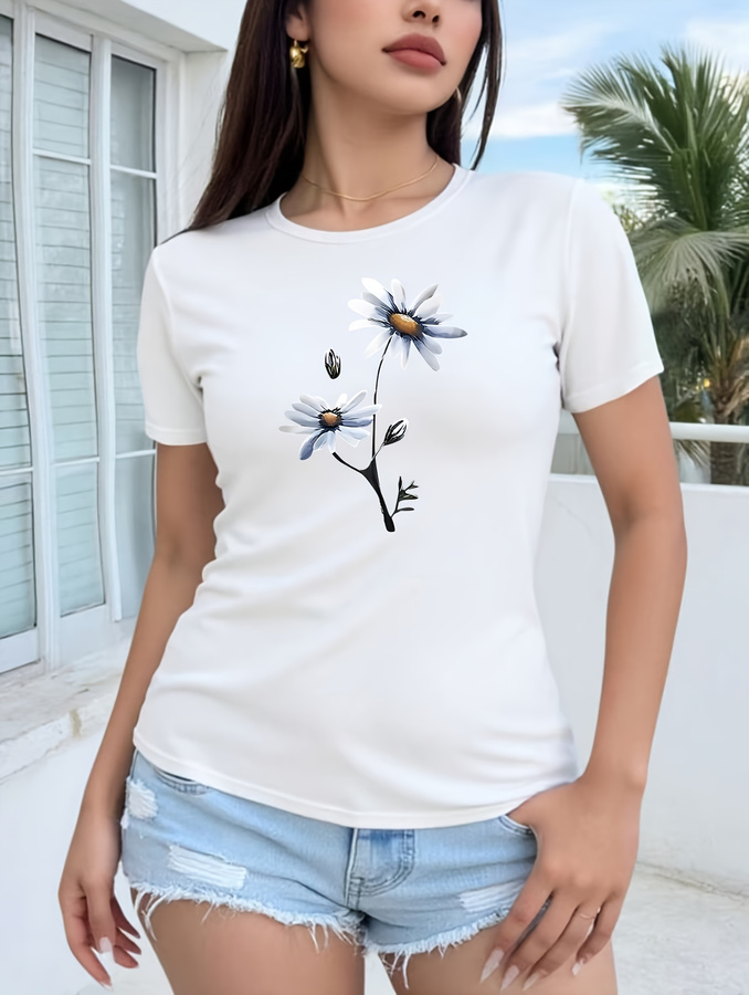 Camiseta con estampado de flor - Summer 2025 Clothing Essentials reseña y precio