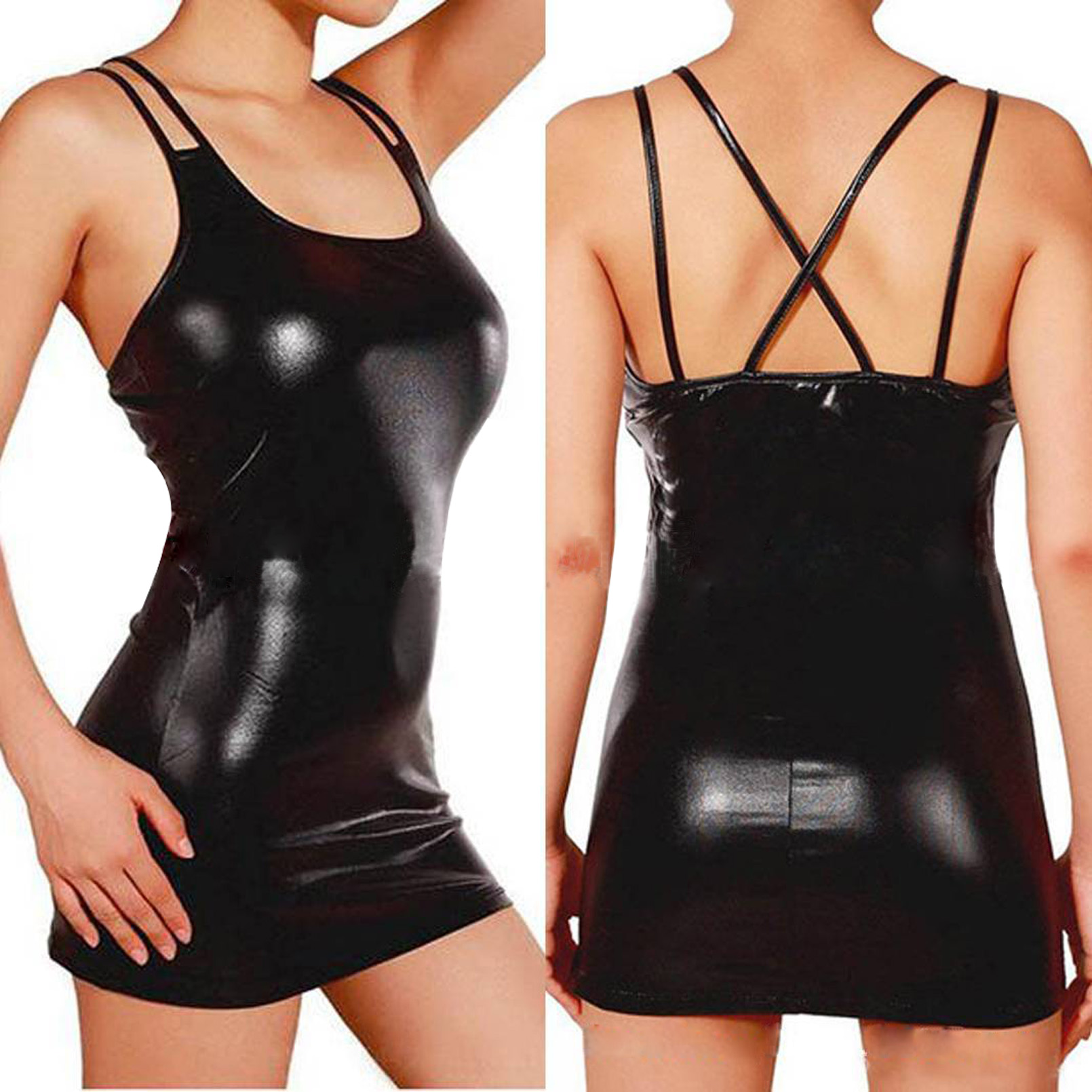 Minivestido de cuero metálico  - Womens Summer Clothing Uk reseña y precio