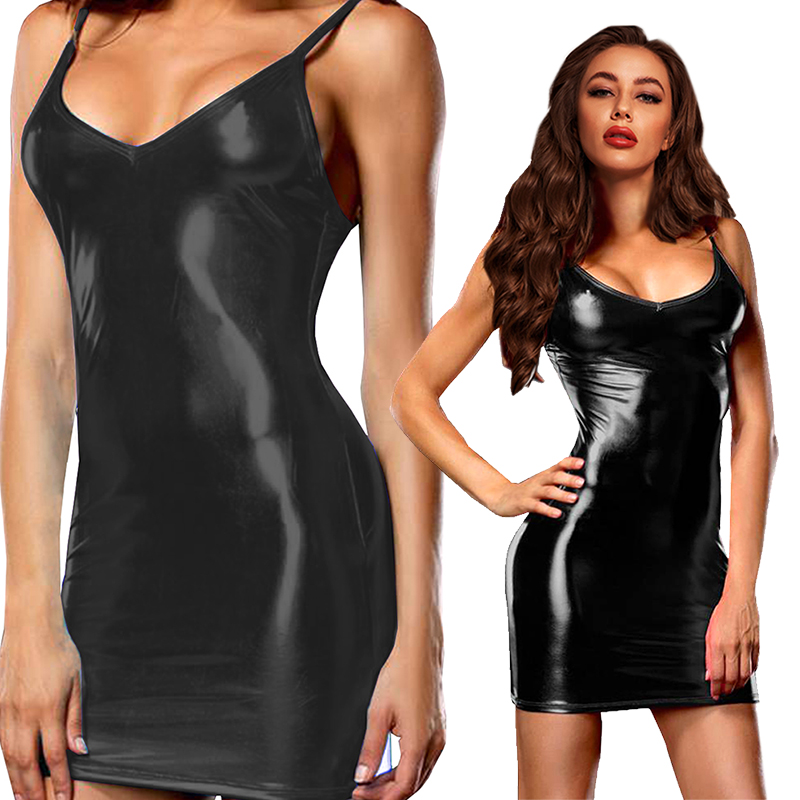 Minivestido de cuero metálico  - Womens Summer Clothing Uk reseña y precio