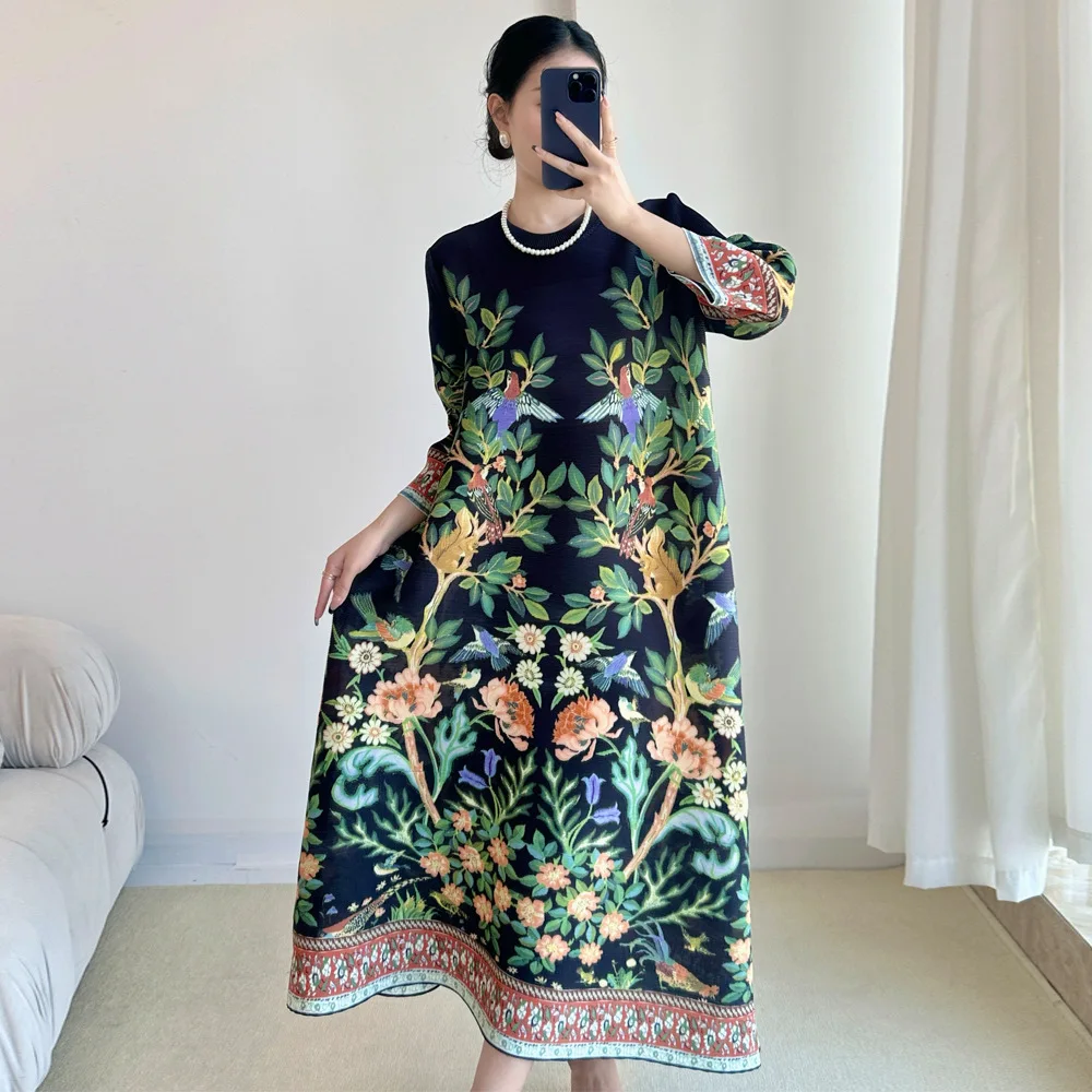 Miyake-vestido estampado Vinta - Summer 2025 Clothing Essentials reseña y precio